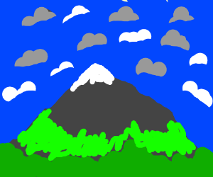 300x250 mountains with grass in front and cloudy sky drawing - Cloudy Sky Drawing