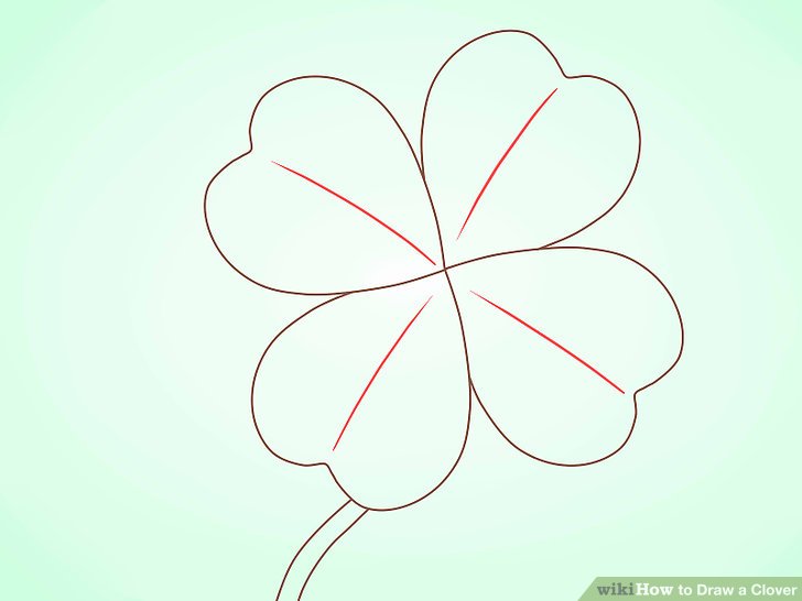 728x546 How To Draw A Clover Steps - Clover Drawing