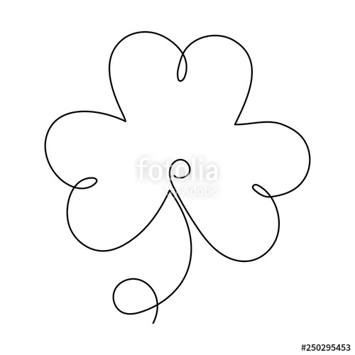 500x500 continuous one line art drawing clover leaf shamrock stock image - Clover Leaf Drawing
