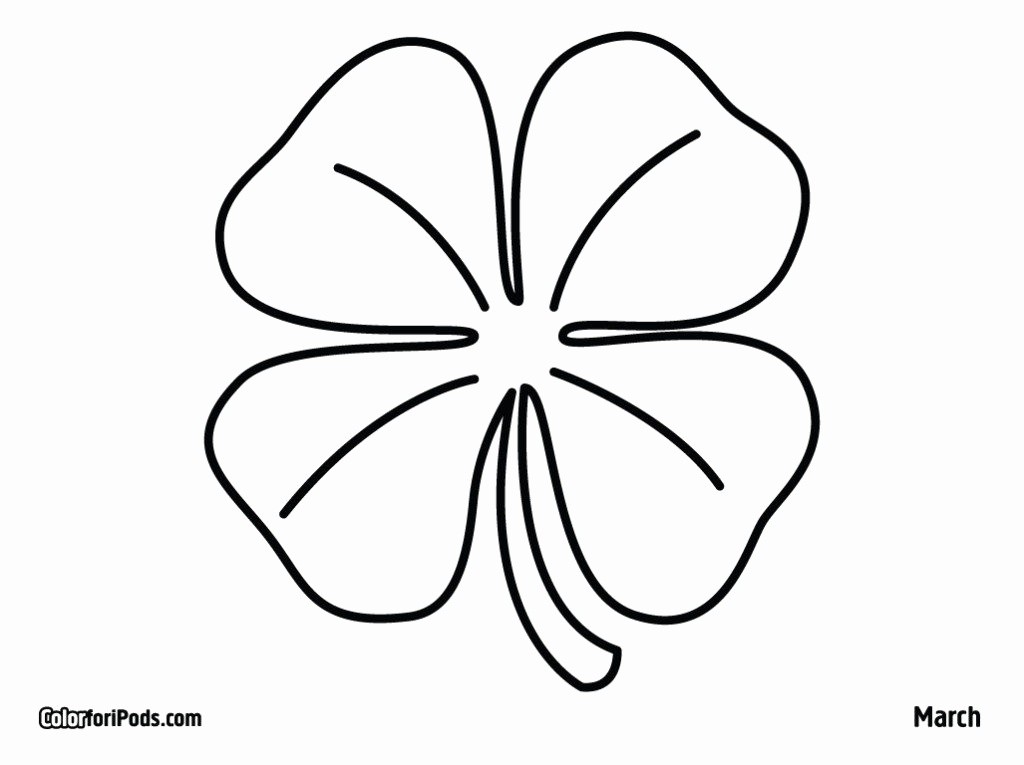 1024x765 printable leaf clover new four leaf clover template printable free - Clover Leaf Drawing