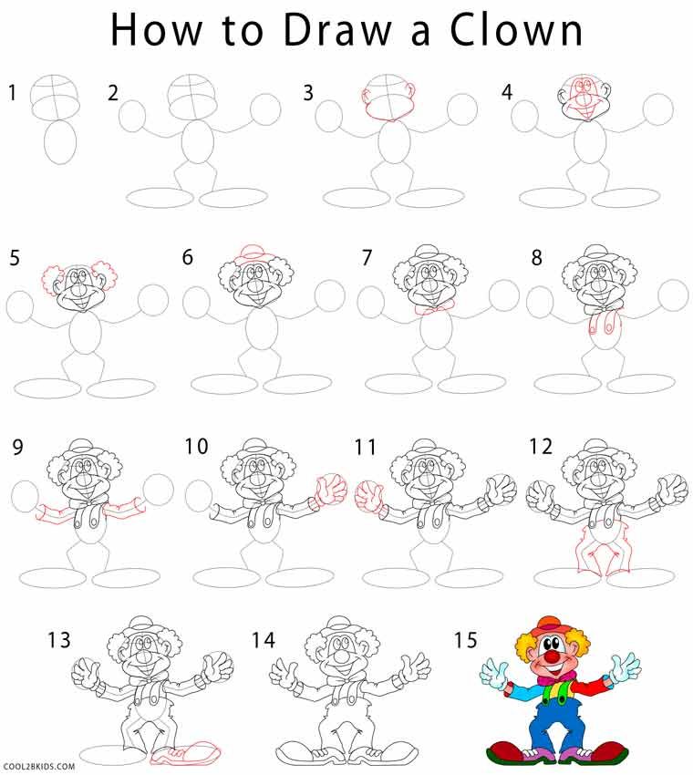 760x850 How To Draw A Clown Step - Clown Drawing Step By Step
