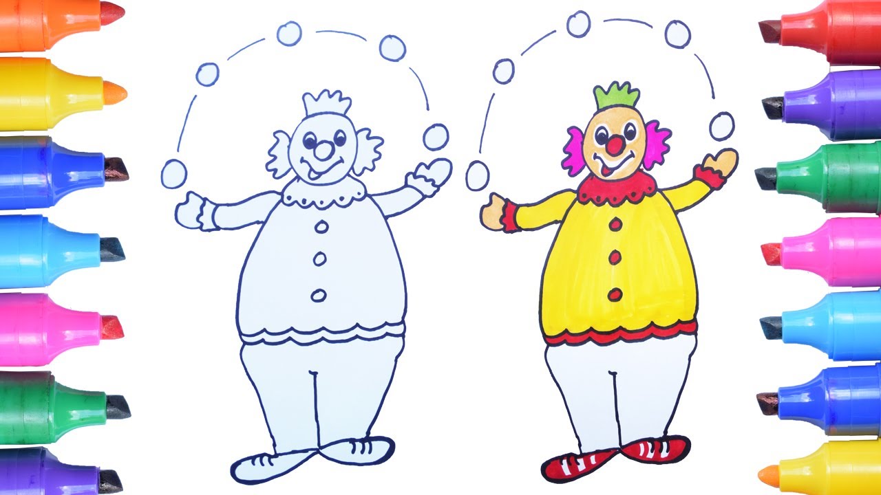 1280x720 How To Draw A Colorful Clown Easily Step - Clown Drawing Step By Step