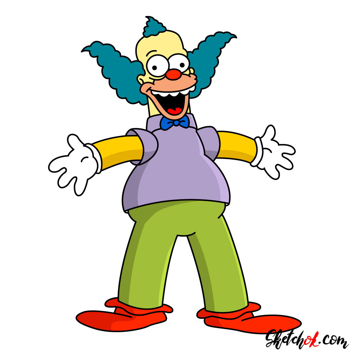 1200x1200 how to draw krusty the clown - Clown Drawing Step By Step