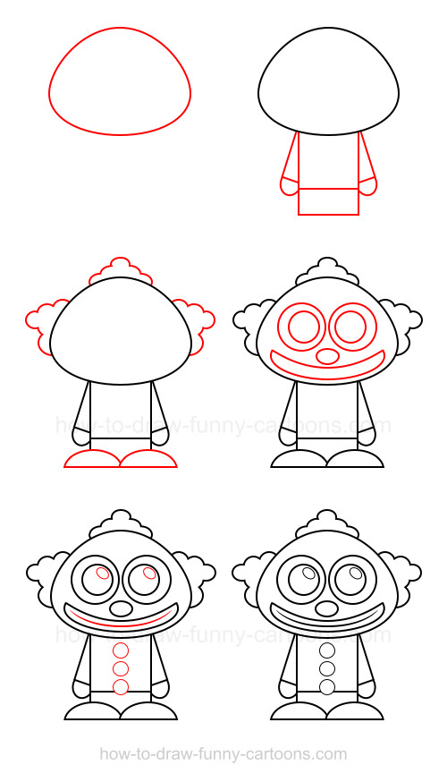 500x874 How To Draw A Clown - Clown Drawing Step By Step