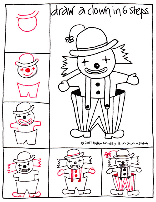 Clown Drawing Step By Step at Explore collection