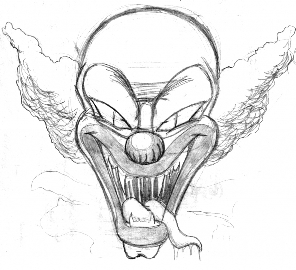 1024x936 Simple Things To Draw How Cool Your Drawing On A Killer Clown - Clown Drawings
