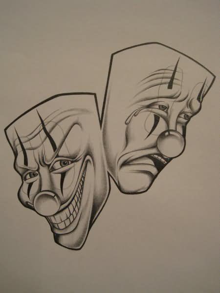 450x600 Download Free Sad And Happy Clown Faces Tattoo Designs To Use - Clown Face Drawing