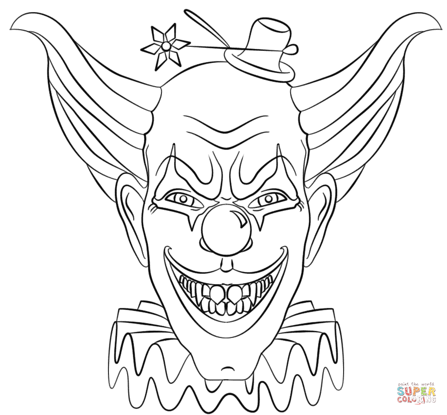 886x824 evil clown face coloring - Clown Face Drawing