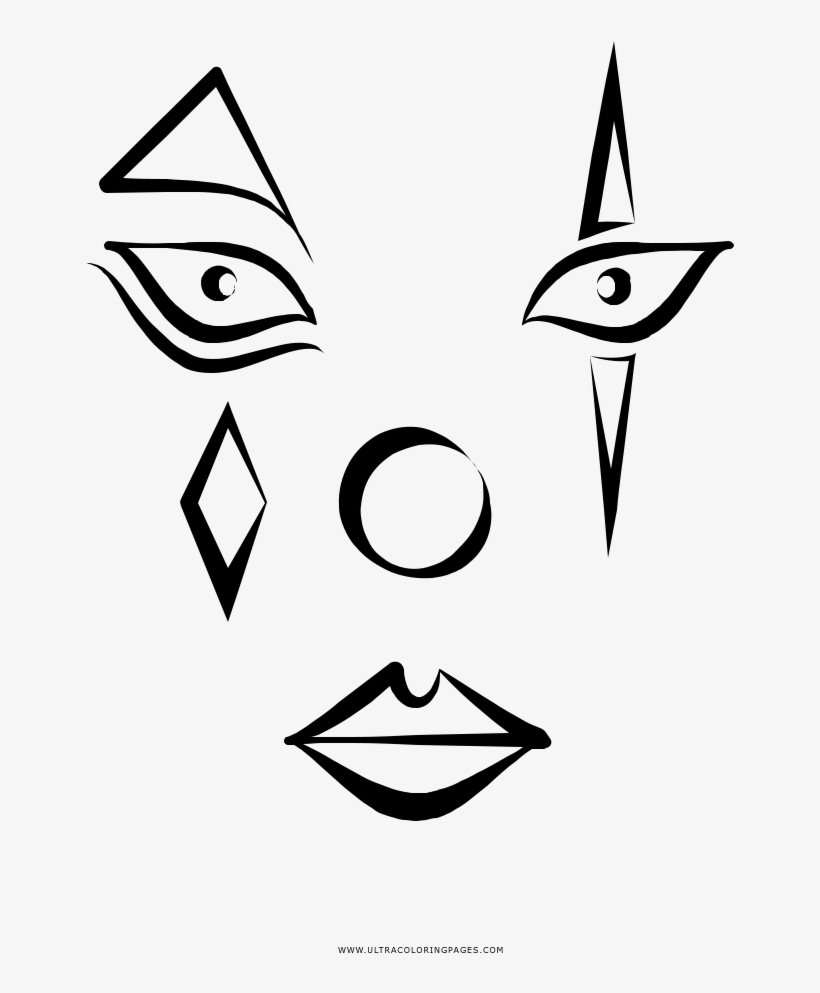 820x993 clown face coloring page - Clown Face Drawing
