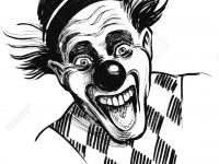 200x150 laughing clown face ink black and white drawing stock photo - Clown Face Drawing