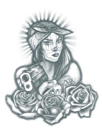 350x450 Clown Gangster Girl Tattooednow! Ltd - Clown Girl Drawing