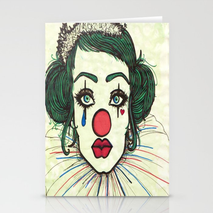 700x700 Crying Clown Girl Stationery Cards - Clown Girl Drawing