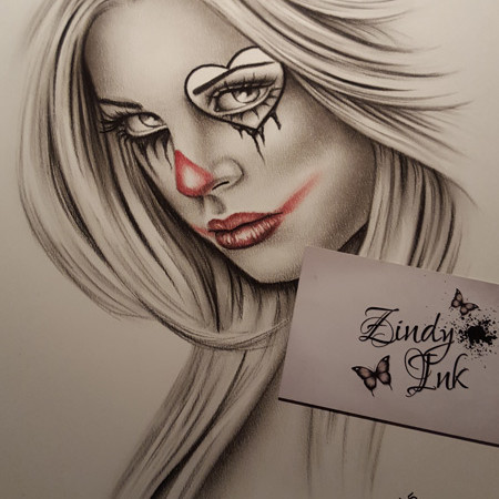 450x450 Designs - Clown Girl Drawing