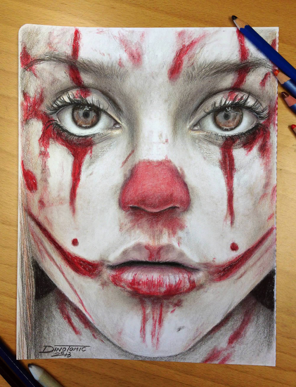 1000x1309 A Clown And Eyeballs - Clown Girl Drawing