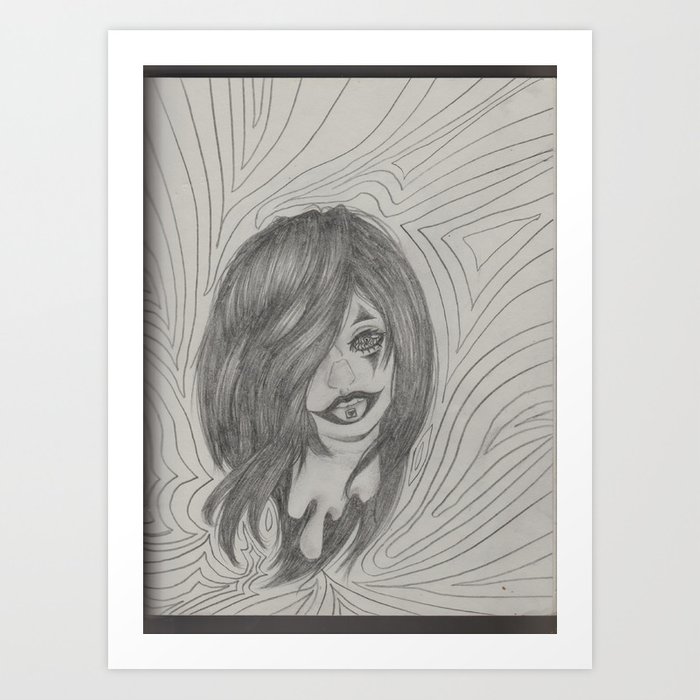 700x700 Trippy Clown Girl Art Print - Clown Girl Drawing