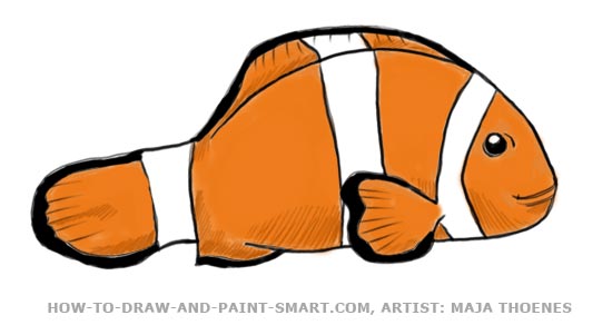 550x292 how to draw a fish - Clownfish Drawing