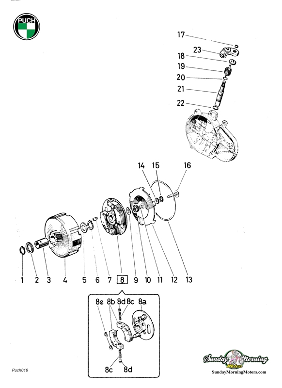 582x800 puch moped complete clutch assembly - Clutch Drawing
