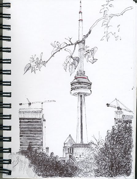 446x581 Carving Paper Sketchbook - Cn Tower Drawing