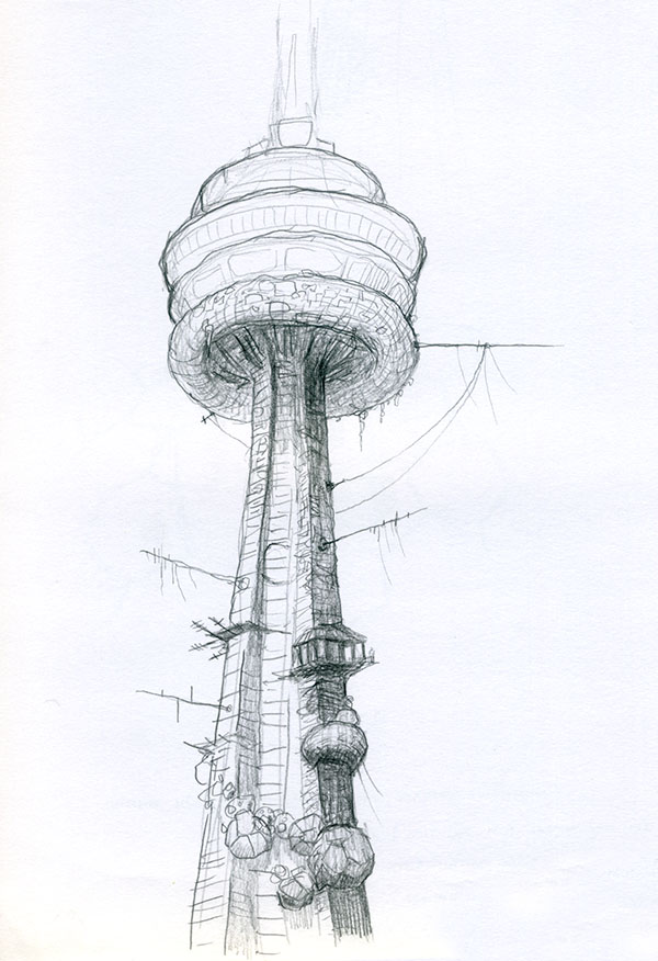 600x876 How To Draw The Cn Tower - Cn Tower Drawing