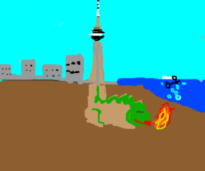 300x250 The Cn Tower Is Actually A Dragon Drawing - Cn Tower Drawing
