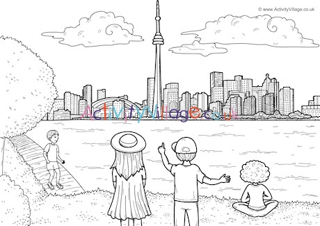 460x325 Cn Tower Colouring Page - Cn Tower Drawing