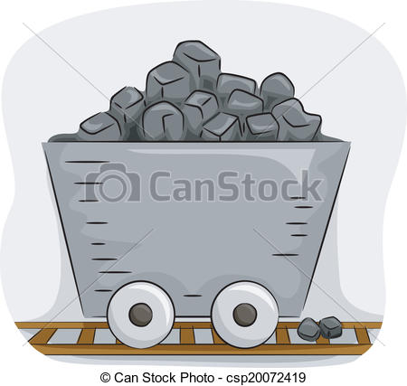 450x427 illustration featuring a mine trolley full of coal - Coal Mine Drawing