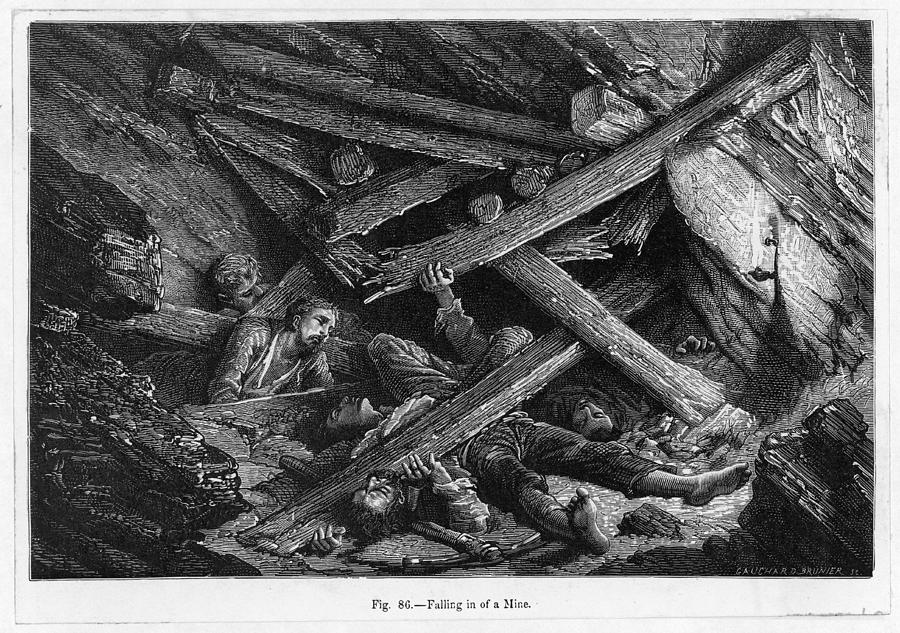 900x633 a fall in in a coal mine, leaving drawing - Coal Mine Drawing