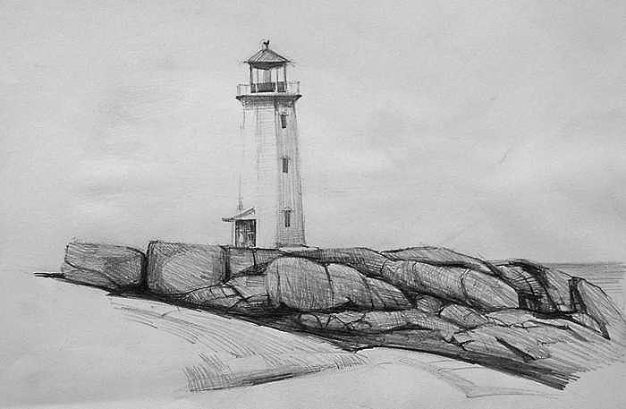 700x457 lighthouse on rocky coast drawing - Coast Drawing