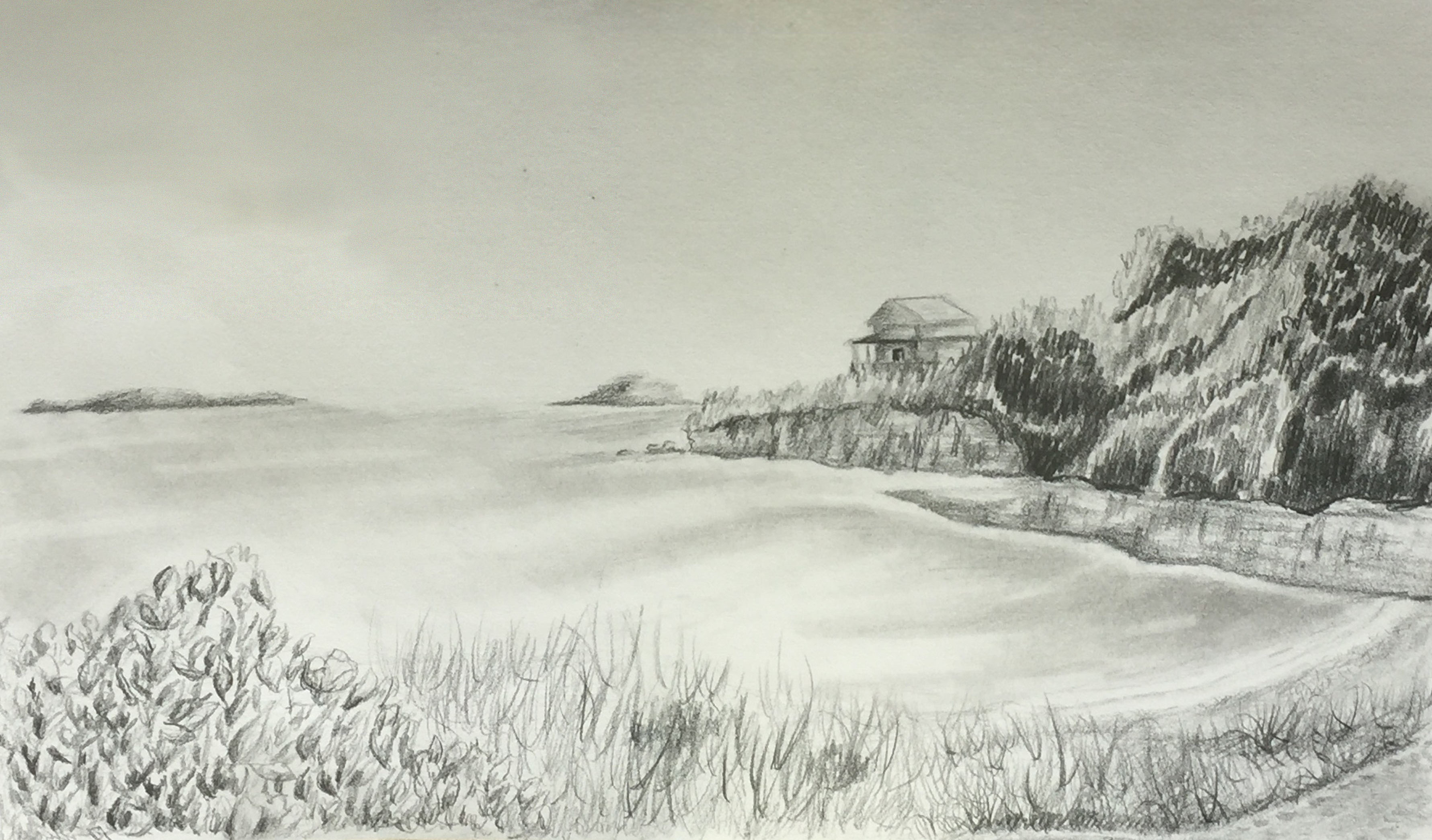 3562x2090 maine coast drawing art - Coast Drawing
