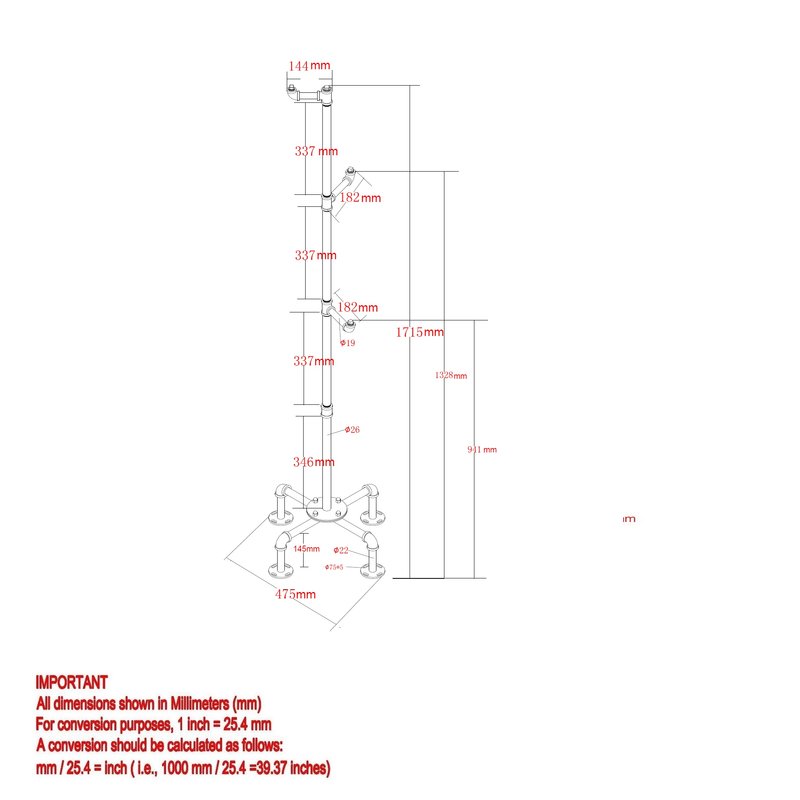 800x800 melynda metal pipe style coat rack reviews allmodern - Coat Rack Drawing