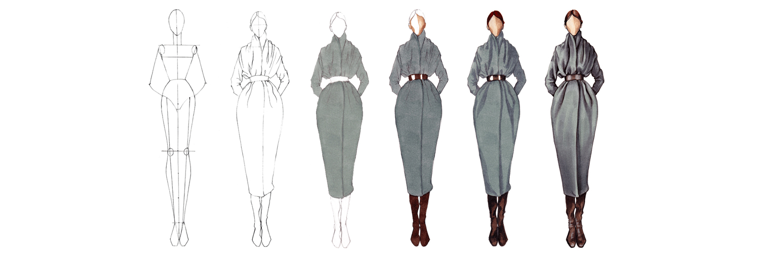 1500x500 How A Fashion Illustration Takes Shape - Coat Technical Drawing