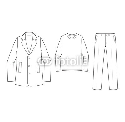 400x388 Outer Jacket Tee Pants Set Fashion Flat Technical Drawing Vector - Coat Technical Drawing