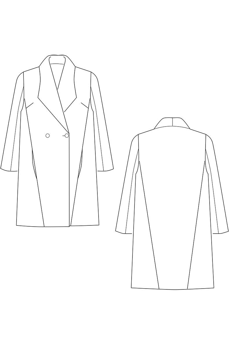 790x1186 Sew Yourself A Cool And Easy To Sew Short Coat - Coat Technical Drawing