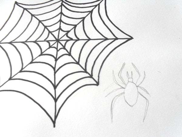 600x451 how to draw, spider, cobweb, drawing, halloween - Cobweb Drawing