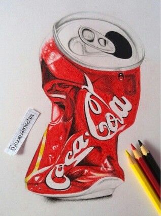 317x424 Crushed Coke Can Xx Draw Art Sketchbook, Art, Art Inspo - Coca Cola Can Drawing