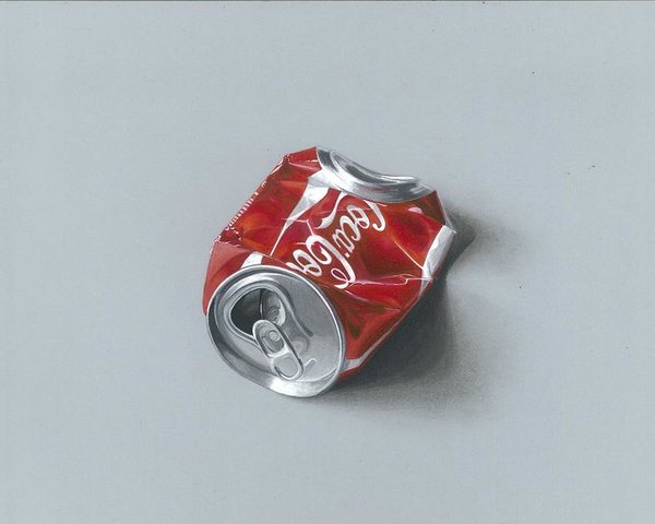 600x480 realistic drawing of crushed coca cola can poster - Coca Cola Can Drawing