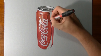 403x226 stunningly realistic drawing of coca cola can on redkingsingh tv - Coca Cola Can Drawing