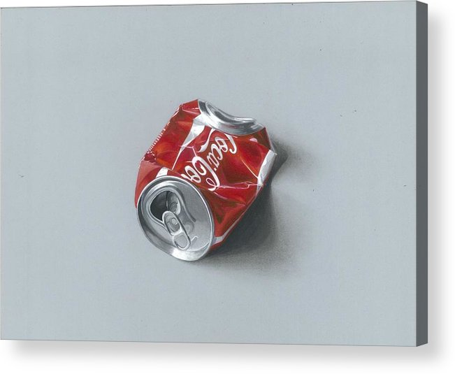 651x535 Realistic Drawing Of Crushed Coca Cola Can Acrylic Print - Coca Cola Drawing