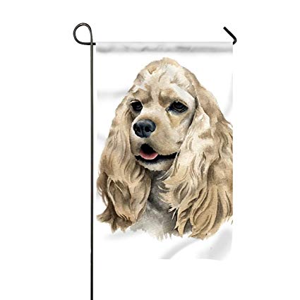 425x425 vintage cocker spaniel drawing garden flag polyester - Cocker Spaniel Drawing