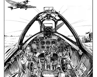 340x270 cockpit drawing etsy - Cockpit Drawing
