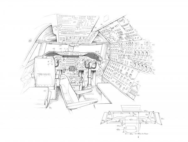 600x455 prints of boeing cockpit cutaway drawing - Cockpit Drawing