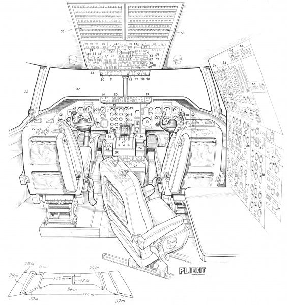 564x600 prints of lockheed tristar cockpit cutaway drawing - Cockpit Drawing
