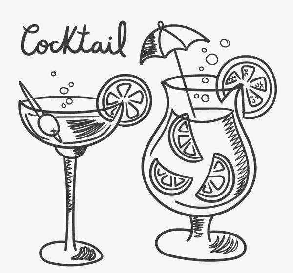 600x560 hand drawn cocktail - Cocktail Drawing