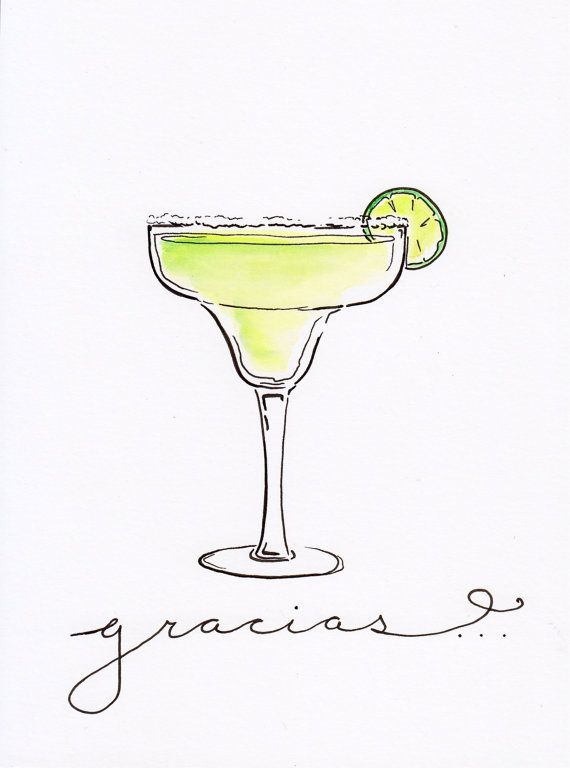 570x768 margarita cocktail illustration print - Cocktail Drawing