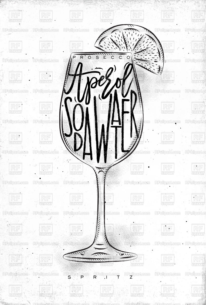 812x1200 spritz cocktail lettering drawing on dirty paper vector image - Cocktail Drawing
