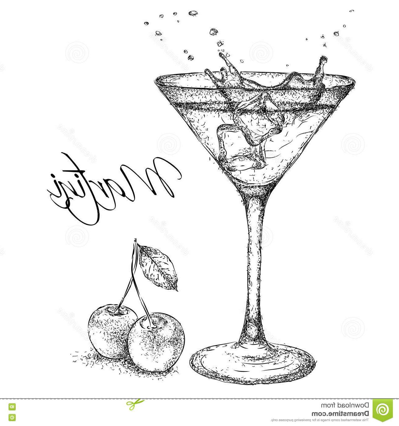1300x1390 unique hand drawn martini cocktail glass cherry vector - Cocktail Glass Drawing