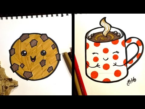 480x360 cute chibi cookie and cup of cocoa drawing - Cocoa Drawing