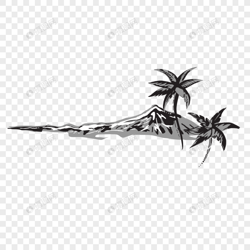 860x860 black line drawing coconut trees png image picture free download - Coconut Line Drawing