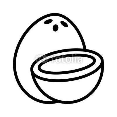 400x400 whole coconut with coconut cut in half line art vector icon - Coconut Line Drawing