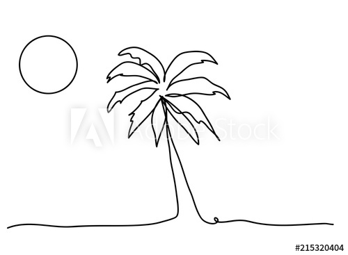 500x367 Continuous Line Drawing Of A Natural Coconut Vector Illustration - Coconut Line Drawing